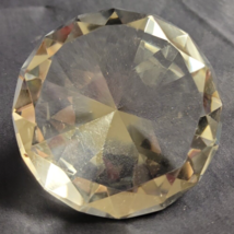 Vtg Clear Glass Multi Faceted Diamond 3&quot; Art Home Decor Paperweight Display - £7.54 GBP