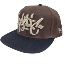 Panic 39 3D Brown Black Khaki Tag Logo Snapback Baseball Hat Cap Flat Bill New - £29.45 GBP