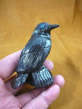 (Y-BIR-RA-313) BLACK RAVEN CROW Onyx carving PERU figurine bird Noir ravens - £21.38 GBP