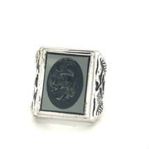 Vintage Sterling Signed Sarah Coventry Carved Intaglio Roman Warrior Ring Band 7 - £75.64 GBP