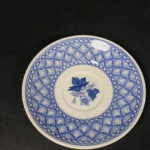 Spode Geranium saucer, English blue white Transferware, bontanical dinnerware - £12.14 GBP