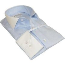Mens 100% Italian Cotton Shirt High Quality Non Iron SORRENTO Turkey 4442 Blue image 3