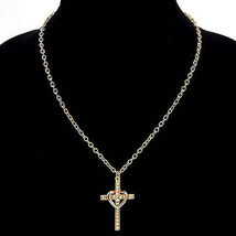 35mm Heart Cross Pendant Chain Necklace - $12.49