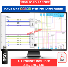 1998 Ford Ranger Complete Color Electrical Wiring Diagram Manual USB - $24.95
