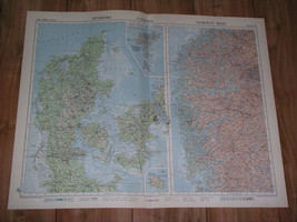 1955 Vintage Map Of Denmark Western Norway / Faroe Islands / Scale 1:1.000,000 - £23.66 GBP