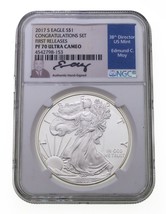 2017-S$1 Silver American Eagle Graded by NGC as PF70 Ultra Cameo Moy - £210.99 GBP