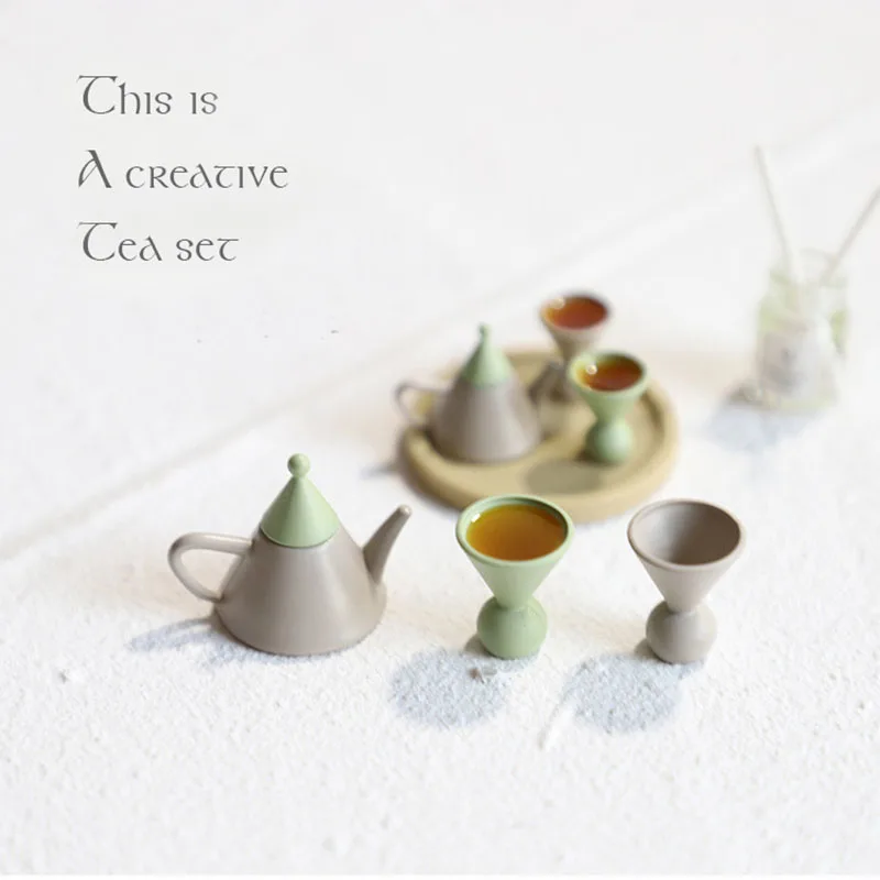 1/12 or 1/6 Scale Miniature Dollhouse Creative Teapot Tea Cup Set Pretend Play - £8.51 GBP+