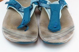 Merrell Sz 10 M Blue Flip Flop Leather Women Sandals 1209 - £23.29 GBP