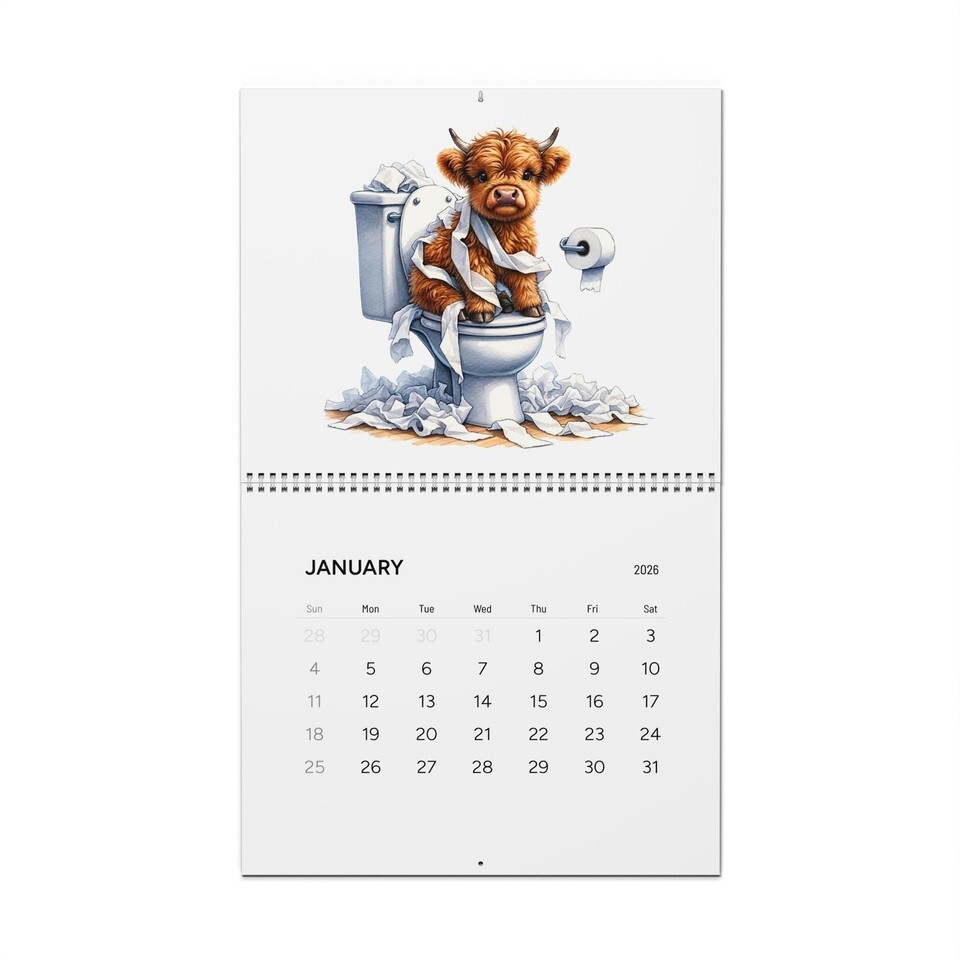 Bathroom Baby Highland Cows Funny Cute Calendar (2026) - $29.69 Bathroom Baby Highland Cows Funny Cute Calendar (2026) - $29.69