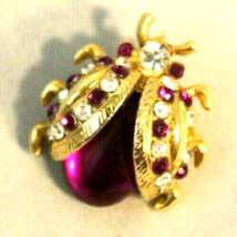 Purple &amp; Gold Lady Brooch With Rhinestone GEMS- Pin On Brooch Gemstones Classic - $12.16