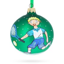 Tennis Player Glass Ball Christmas Ornament 3.25 Inches - £29.92 GBP