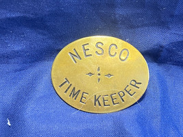 VTG Brass Nesco Company Time Keeper Employee Oval Pin Badge - £31.69 GBP