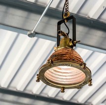 Wiska Spun Copper and Cast Brass Fluted Cargo Ceiling Pendant Light - £335.52 GBP