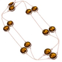Smoky Quartz Faceted Gemstone Christmas Gift Necklace Jewelry 36&quot; SA 3843 - £4.67 GBP