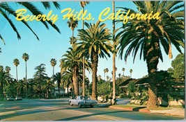 Beverly Hills California Palm Trees &amp; Old Cars Postcard - £4.70 GBP