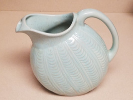 Vintage USA D-29 3 Pt. Turquoise Ceramic Art Pottery Pitcher - £14.61 GBP