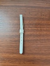vintage mid century 6 MM white leather watch strap gold buckle - $17.82