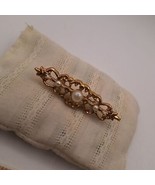 Vintage Gold Tone Faux Pearls Bar Brooch - $10.80