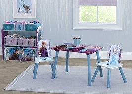 Kids Bedroom Furniture Frozen II 4-PC Set Playroom Table 2 Chairs Toy Organizer - £152.17 GBP