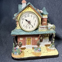 Vintage 1970s Miniature Ceramic English Cottage With Working Clock DETAILED - $11.88