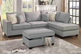 Florence Reversible Sectional Sofa Set in Steel Doric fabric - £965.98 GBP