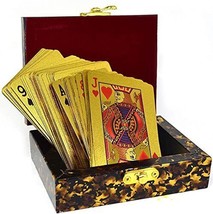 Gold Plated Waterproof Playing Cards with a Wooden Gift Box, - £24.88 GBP