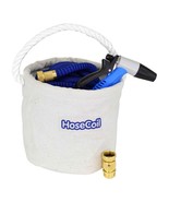 HOSECOIL CANVAS BUCKET W/75&#39; EXPANDABLE HOSE, NOZZLE &amp; QUICK RELEASE HCE... - £47.17 GBP