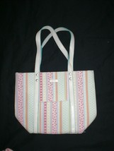 Longaberger Homestead Small Striped Lined Tote/Purse Double Leather Handles New - £11.78 GBP