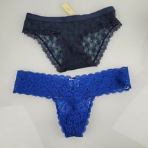 Gilly Hicks 2 Pair Lace Panties Down Undies Thong Boy Bikini Blue M Medi... - $21.17