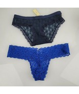 Gilly Hicks 2 Pair Lace Panties Down Undies Thong Boy Bikini Blue M Medi... - £16.60 GBP