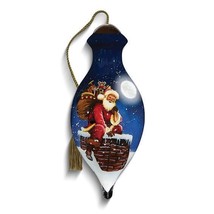 Ne&#39;Qwa Art Ho Ho Ho Here We Go by Daniel Rodgers Hand-painted Glass Ornament - £33.86 GBP