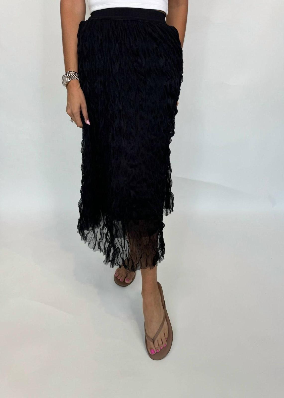Kld. Signature chiffon crinkled midi skirt Black - €67,53 EUR