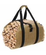 Durable Firewood Log Carrier Bag Waxed Canvas Log Tote Bags Camping With... - £25.30 GBP