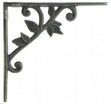 Lot of 4 Wall Shelf Bracket Cast Iron Brace Vine &amp; Leaf Verdigris 8.375&quot; Deep N - £31.29 GBP