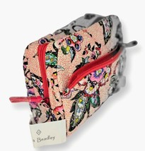 Vera Bradley Medium Cosmetic Bag Stitched Flowers Pattern Case Zip compa... - $23.27