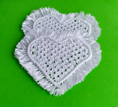  Macrame coasters set of 2,crochet heart mug rug, knitted doily,braided coasters - £12.06 GBP+