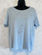 Soft Surroundings Light Blue Embellished Short Sleeve Tee Shirt Size Medium - £15.08 GBP