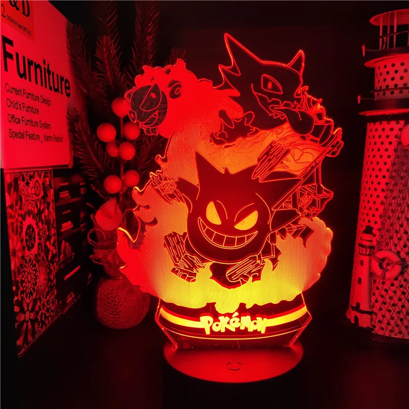 Play  Gengar Anime Cute Lamp 3D Led Night Light Pocket Monster Colorful A Play G - £34.53 GBP