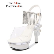 Women Shoes High Heels  Wedding Shoes Bride  Summer New Sandals Diamonds Transpa - £51.63 GBP