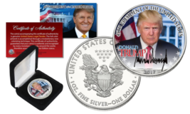 Donald Trump Official President Portrait 1 Oz. .999 U.S Silver Eagle With Box - £67.22 GBP