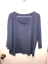 J Jill Raw Neckline Womens SZ XL Petite Long Sleeve Tunic Cotton Top - £10.11 GBP