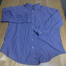 Gap Shirt Men&#39;s XXL Regular Fit Long Sleeve Button Up Shirt Blue Striped... - $15.36