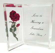 Bircraft Love Is Having A Grandma Like You Plaque Stand Rose Lucite Acrylic - £11.28 GBP