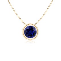 ANGARA Lab-Grown 0.6 Ct Round Blue Sapphire Pendant Necklace in 14K Solid Gold - £705.55 GBP