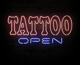Tattoo Open Beer Bar Neon Light Sign 16&#39;&#39; x 12&#39;&#39; - £402.27 GBP