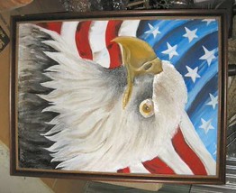American Eagle Painting Framed 40&quot;x52&quot; Signed Frank Walcutt - £199.83 GBP