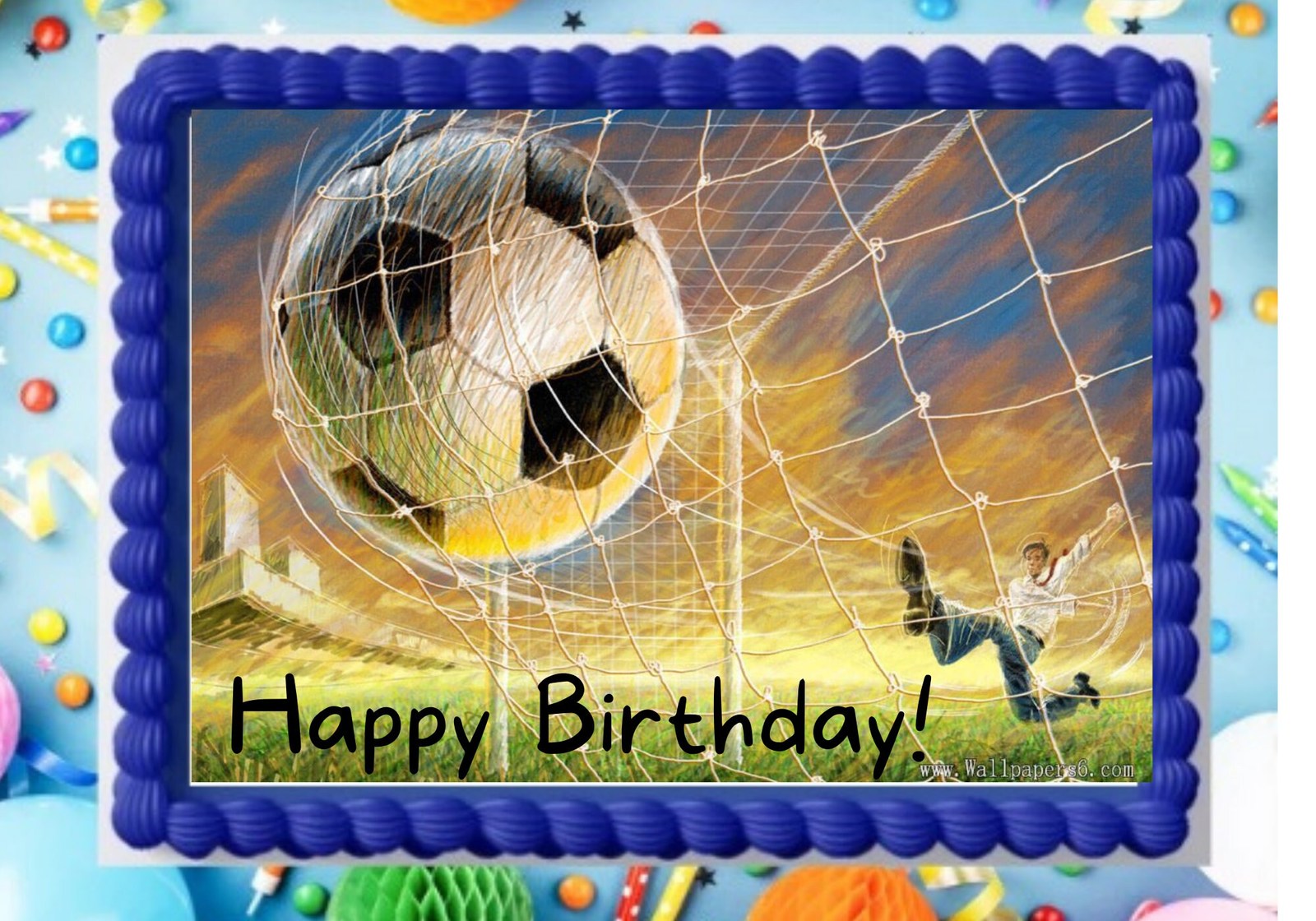 Soccer Football Sports Theme Edible Birthday Cake Topper Frosting Sheets... - $7.47