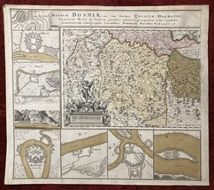 Antique Map Regnum Bosniae Ottinger Homann Balkan 1740 - £278.36 GBP