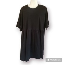 ASOS River Island Tiered Black Smock Mini Dress Sz 12 - £27.12 GBP