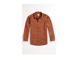 Men&#39;s Guys Wesc Fishy Face Slim L/S Button Up Woven Casual Shirt Brown New $66 - £29.31 GBP